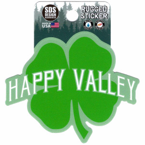 rugged sticker Happy Valley over green shamrock